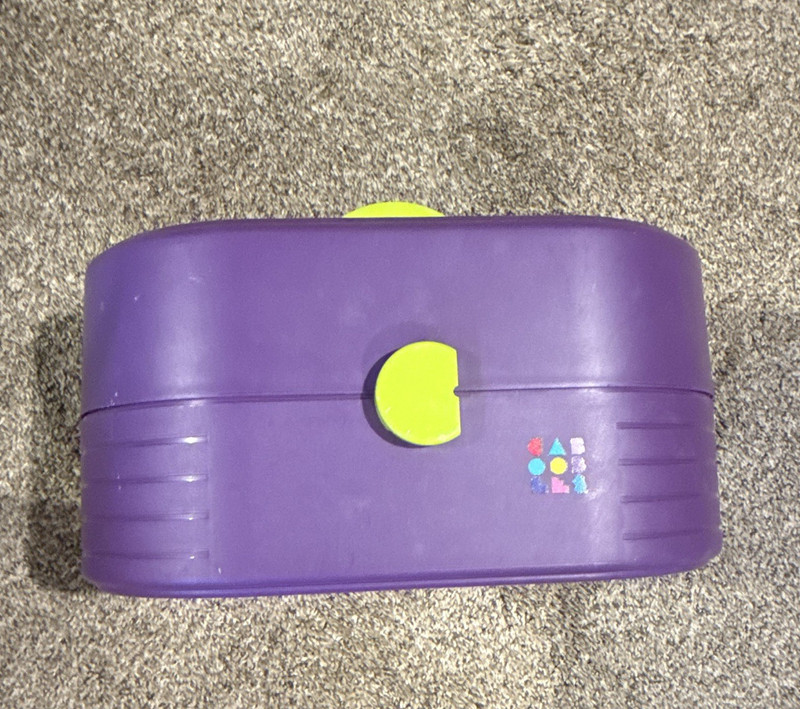 Caboodle,Purple/Green Plastic Lunch Box, Snap Lid, 3 Compartments w/ Insert 13in