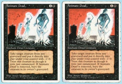 Animate Dead x2 2x 1995 MTG Core Set 5th Edition Black Unc Enchantment HP AZ4
