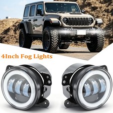 Pair 4 Bumper Led Halo Fog Lights For Jeep Wrangler Jk Jl Jt