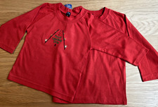 Pair of red long-sleeved Toddler T-Shirts. 1-2 years - NEW