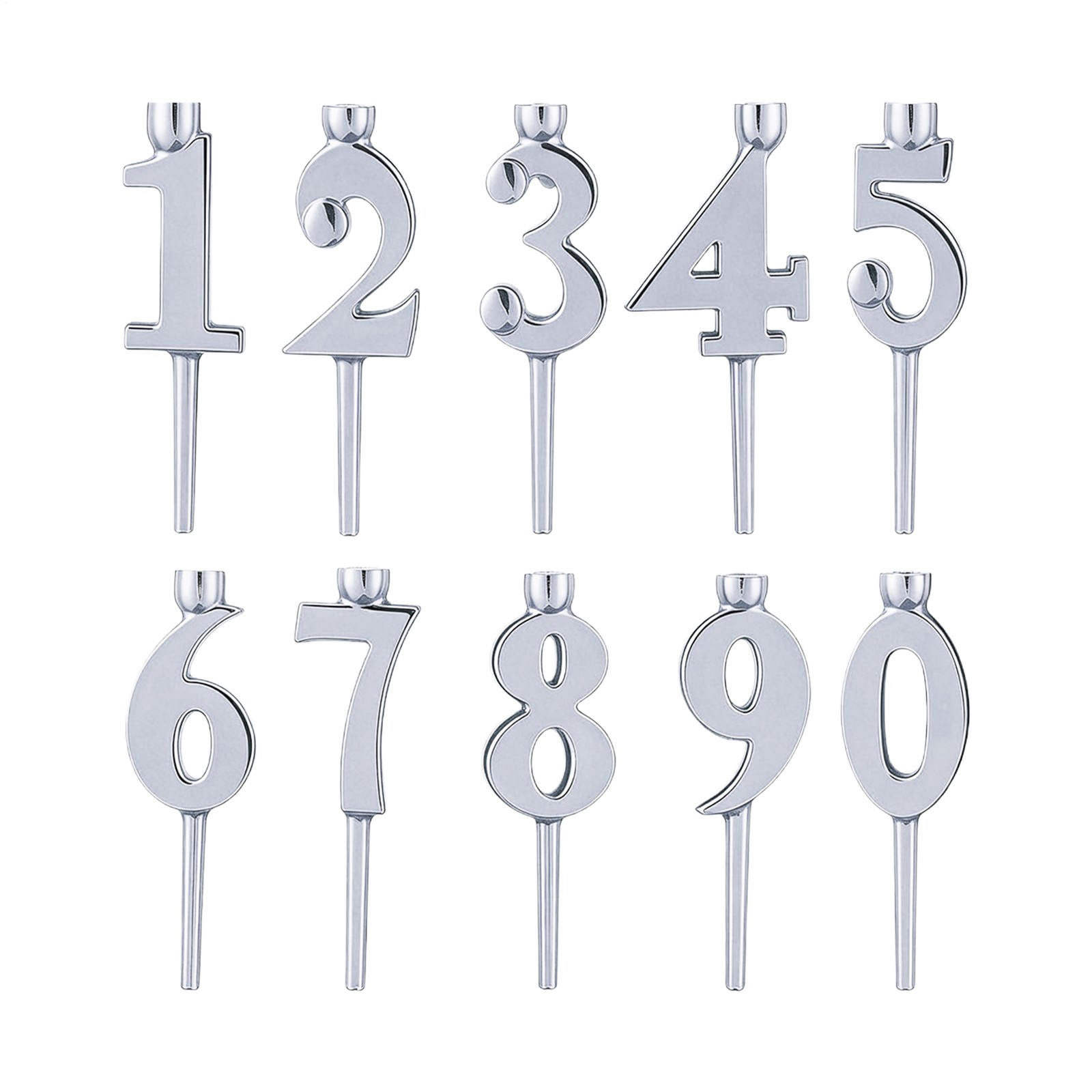Set 10-piece Stainless Steel Candle Holder Set Cake Topper
