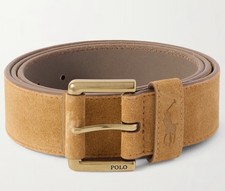 NWT Polo Ralph Lauren CLASSIC TAN Roller Buckle Big Pony SUEDE Belt - all sizes