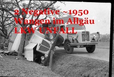 2 Neg-Foto BORGWARD B 3000-BÜSSING 1950 Kfz LKW FBZ Wangen Allgäu Anton Hensler