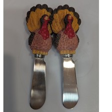 Boston Warehouse Turkey Cheese or Butter Spreaders Set/2 Thanksgiving Fall Decor