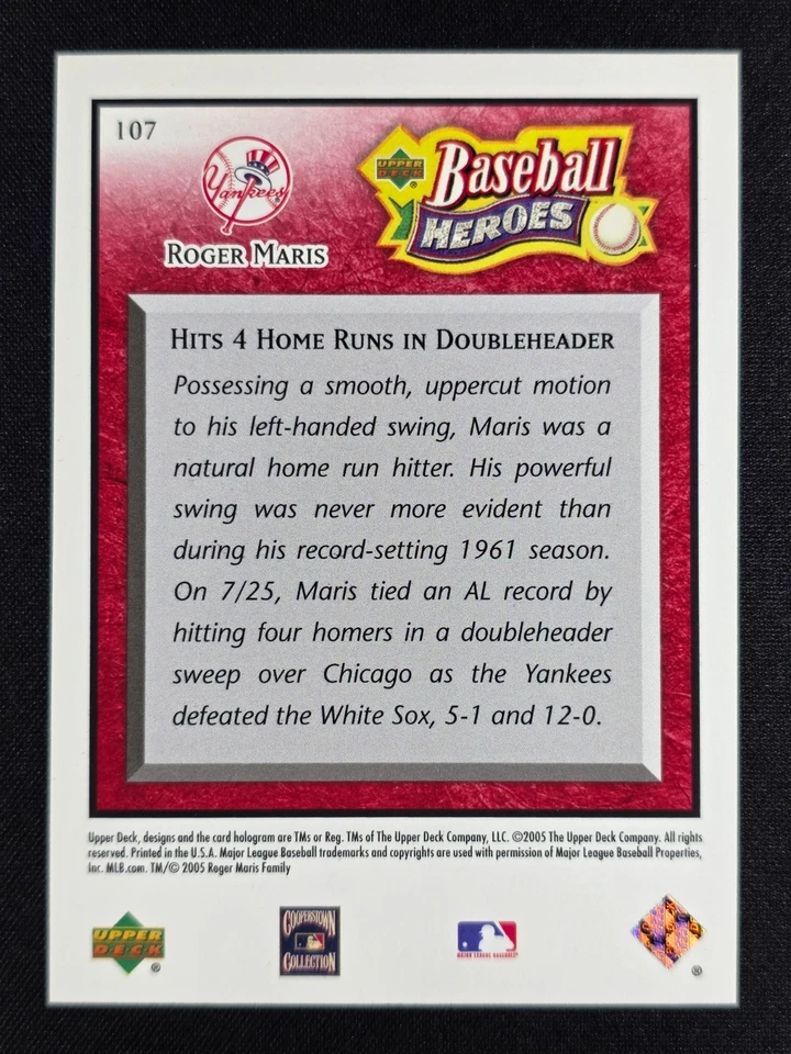 Roger Maris 2005 Upper Deck Baseball Heroes Red 26/75 #107 YANKEES - Image 2 of 2