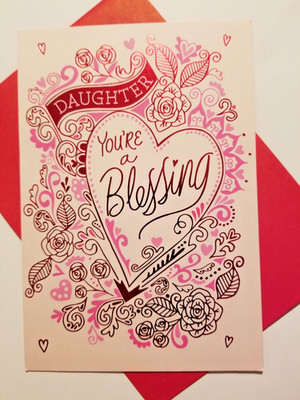 Daughter Valentine's Day Greeting Card You're A Blessing Hearts Flowers Hallmark