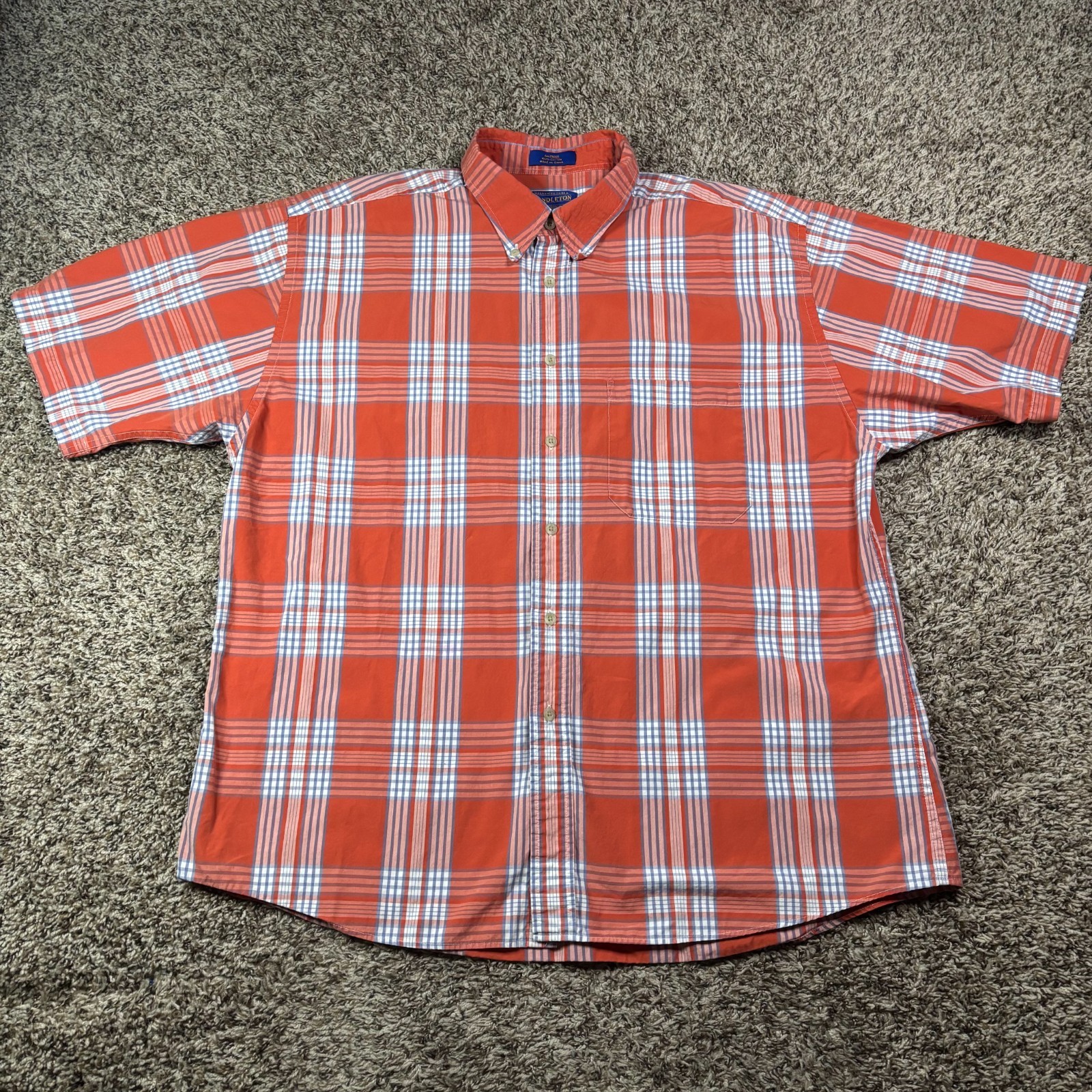 Orange Plaid Pendleton Woolen Mills Button Up Fro… - image 2