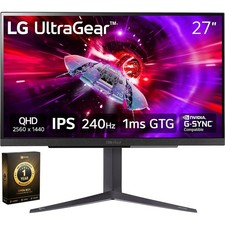 LG 27" UltraGear QHD 1ms 240Hz Gaming Monitor Open Box  1 Year Warranty Pack