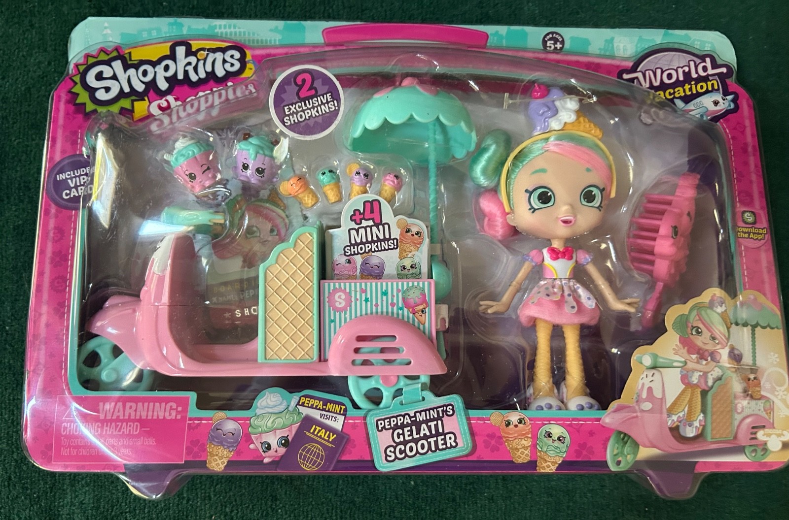 shopkin shoppies peppa mint&rsquo;s gelati scooter doll and play