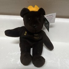 Salvino's Bamm Beano's Babe Ruth 3 Plush Bear 1998 Brown Yellow Crown Baseball