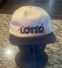 VTG Lotto Lottery Powerball White Navy Blue Made In USA Snapback Hat Cap