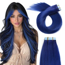 YILITE 20pcs Blue Hair Extension Tape-in 12in 40g Seamless Skin Weft Human Hair