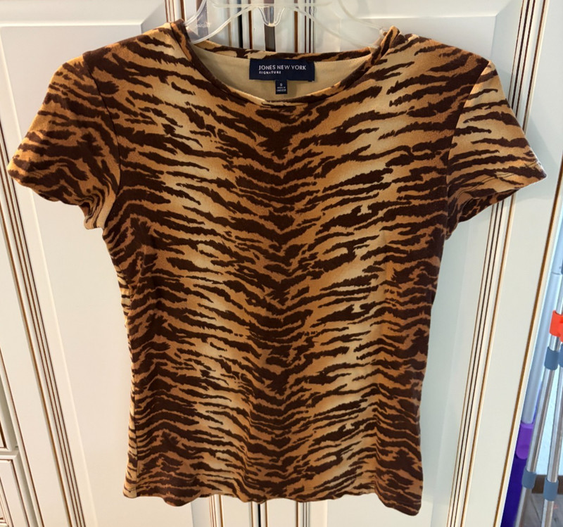 Jones New York Signature Animal Print Shirt Sz Small