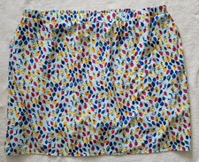 Anthony Richards Skirt Women's 4X Aqua Ditsy Fruit Floral Lined Pockets Stretch