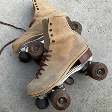 Vintage Riedell Suede Roller Skates Size 9M  KR Street Roller Wheels 130M Jogger