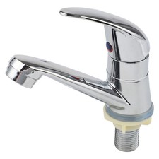 Contemporary Chrome Single Cold Water Tap for Bathroom Basin Smooth