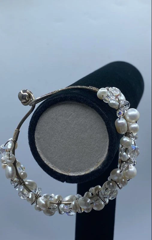 Pulsera envuelta en racimo de perlas y cristales .925 F.W 22,5 g Foto 4 de 4