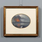 Modern Painting The Eruption of Vesuvius Gouache on Cardboard '900 Original View