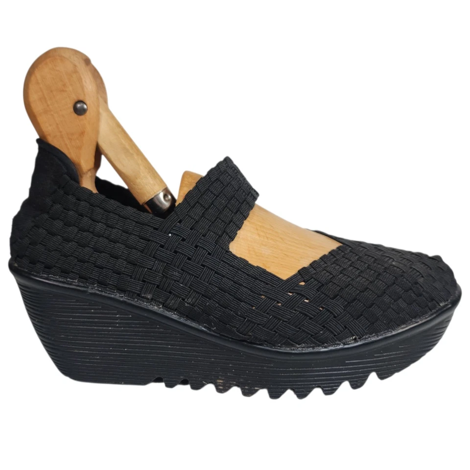 Bernie Mev Negro Tejido Plataforma Mary Jane Zapatos Confort Para Mujer EU 39 US 8 Foto 3 de 4