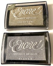 2 Tsukineko ENCORE Silver CHAMPAGNE Ultimate Metallic Pigment INK PADS New