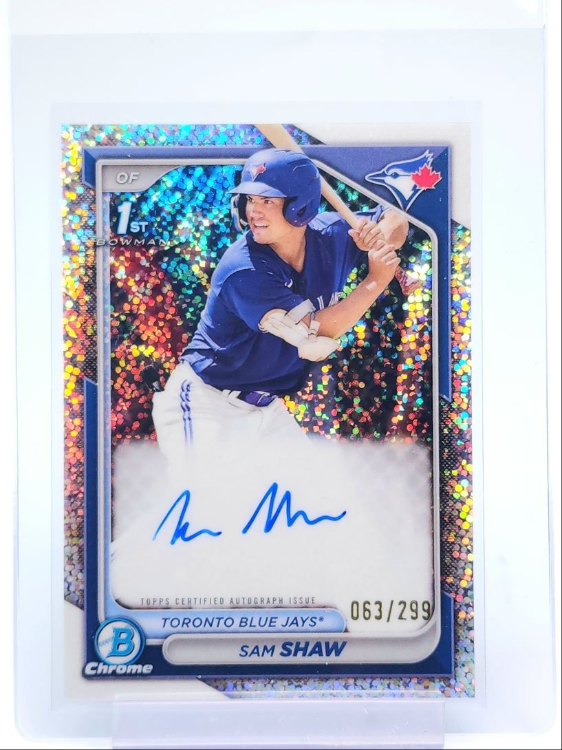SAM SHAW 2024 BOWMAN CHROME 1ST AUTOGRAPH SPECKLE AUTO /299 Q5876