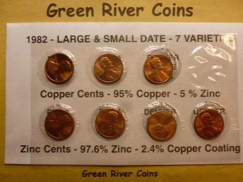1982 BU Lincoln Cent 7 Coin Variety Set  M21