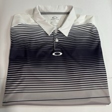 Oakley Hydrolix Golf Polo Shirt White Grey Black Men's Size XL Short Sleeve