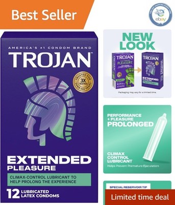 Extended Pleasure Condoms - Climax Control | 12 Count Pack for Ultimate Comfort