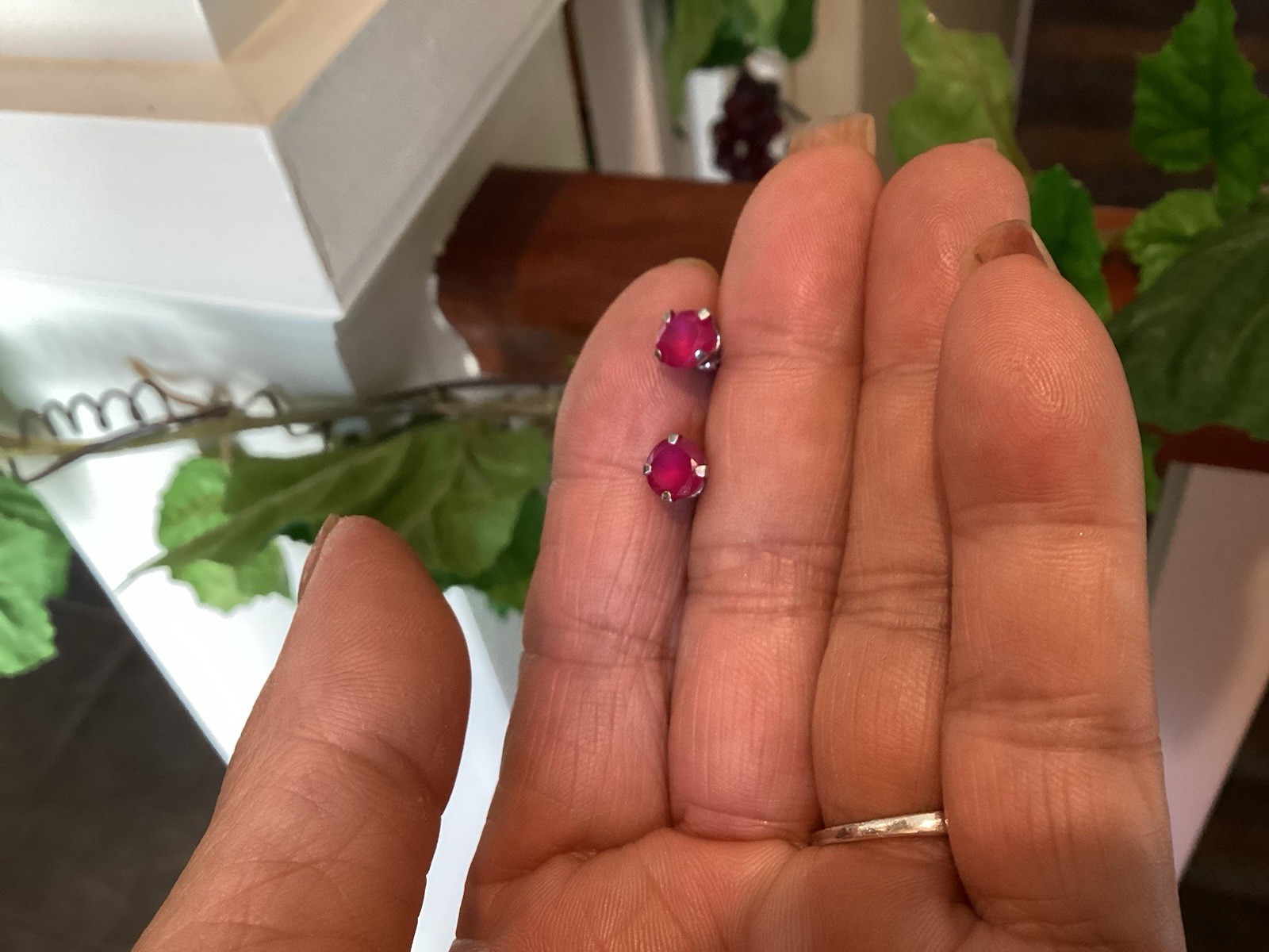 10k Solid Gold 6mm Round Ruby Stud Earrings - image 5