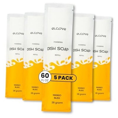 Foaming Dish Soap Refill Eco Friendly (5pk), 5 Pack Refills-Mango Bliss