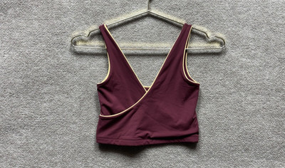 Set Active Womens Cross Over  Pullover Sports Bra Size Small Maroon Sports NWOT