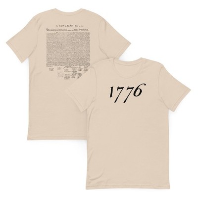 Fourth of July 250th Declaration of Independence T-Shirt, 1776, Black Text