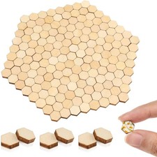 200 Pcs Hexagon Wood Craft Pieces Blank Unfinished Wood Slices for DIY