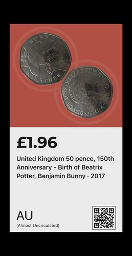 Uk Coin Collection Rabbit UK 2017 50p Beatrix Potter Benjamin Bunny Coin Elizabeth II Era AU ...