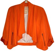 Anthropologie Cartonnier Jacket Small Women’s Orange Waterfall Zip Pocket Crop