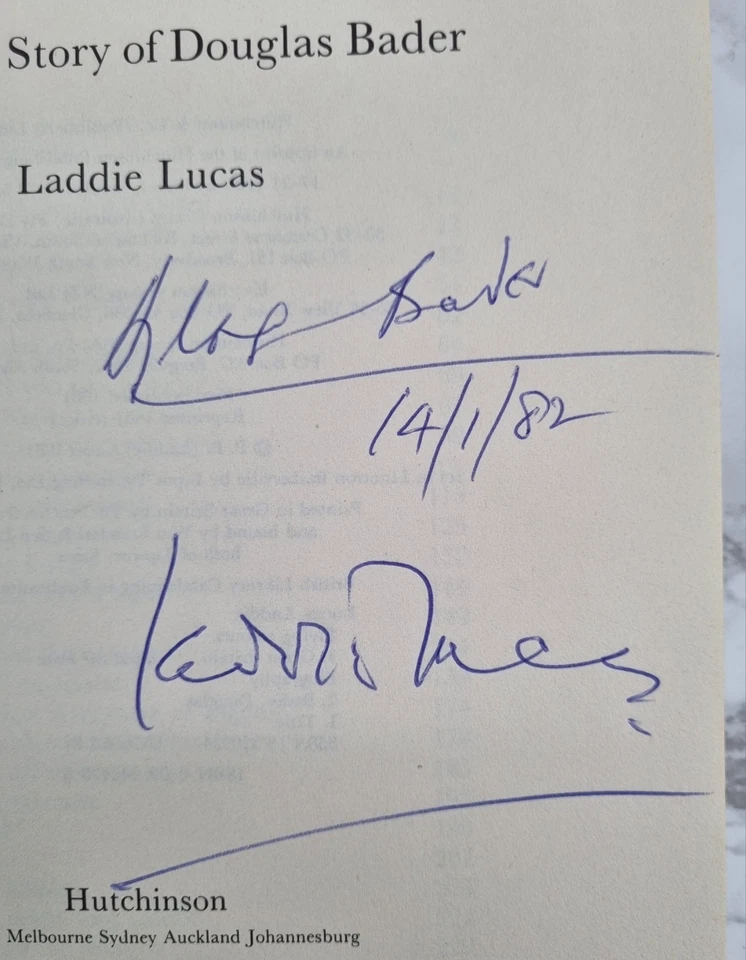 DOUGLAS BADER SIGNED - Flying Colours - Biography + SIGNED by Laddie Lucas - Image 3 of 4