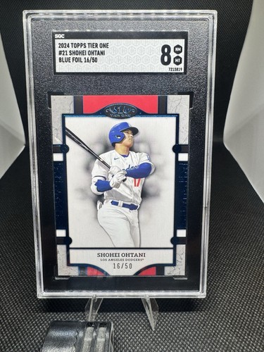 2024 TOPPS TIER ONE #21 SHOHEI OHTANI BLUE FOIL 16/50 SGC 8