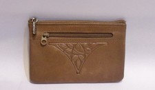 Vtg. Rolfs Mocha Brown Smooth Genuine Leather Top Zip w/ Key Ring Coin Purse