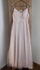 Azazie Blush Pink Tulle Dress Women’s A8 Bridesmaid Wedding Prom Spaghetti Strap