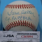 STEVE CARLTON CY YEARS 72 77 80 82 Signed RAWLINGS Baseball JSA COA ci65094 HOF