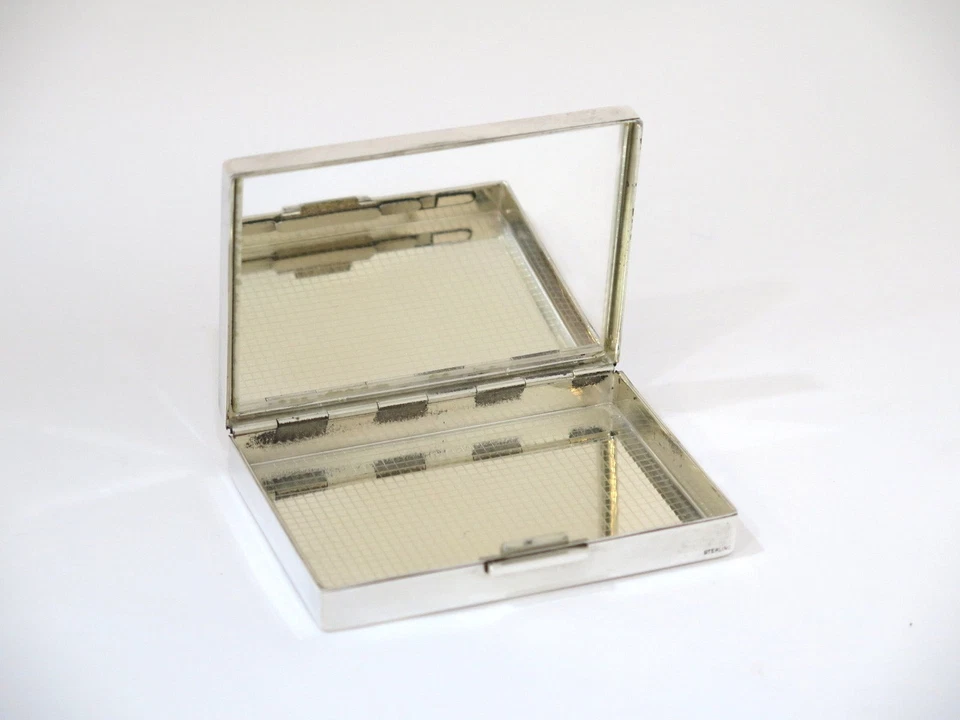 Zafiros de imitación dorados de plata de ley de 3 pulgadas compactos florales americanos vintage Foto 3 de 4