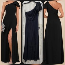 LULUS Simply Brilliant Black One Shoulder Bow Maxi Dress Size SMALL**NEW**