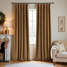 Velvet Blackout Curtains with Hooks - Elegant Black Design