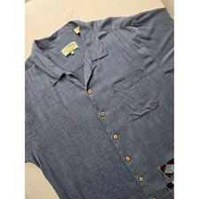 Pusser's Island Style 100% Silk Shirt L Blue Nautical Embroidered Signal Flags