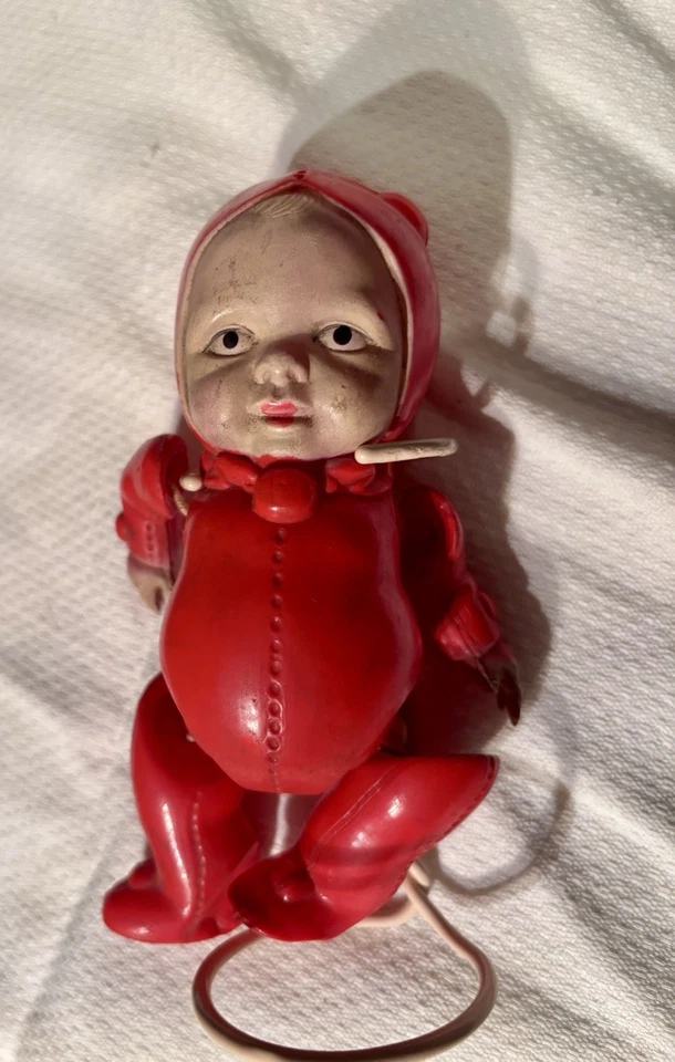 Antique Celluloid Doll In Red Bunting Occupied Japan 6 Inches Tall - Image 3 of 4