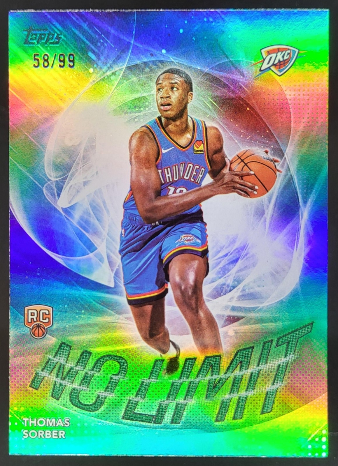 2025-26 Topps Thomas Sorber No Limit Green Rainbow /99 RC Thunder MS2