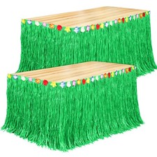 2 Pack Luau Grass Table Skirt Natural 9 Feet x 29.5 Inch Hawaiian Table Skirt...