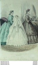 1863 Ladies Shop Fashion Engraving #4 (Watercolor Old Fashion Plate)