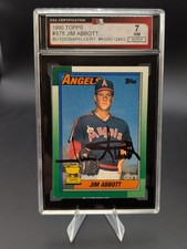 1990 Topps #675 Jim Abbott Angels Signed Auto KSA Graded 7 NM AUTO 9