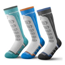 Kids Ski Socks, 2/3-Pack Merino Wool Compression Medium Green black blue